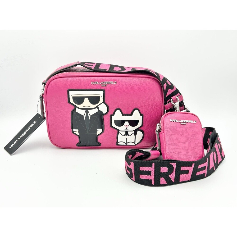 Karl Lagerfeld Pink and Black Cartoon Crossbody Bag-Still like new